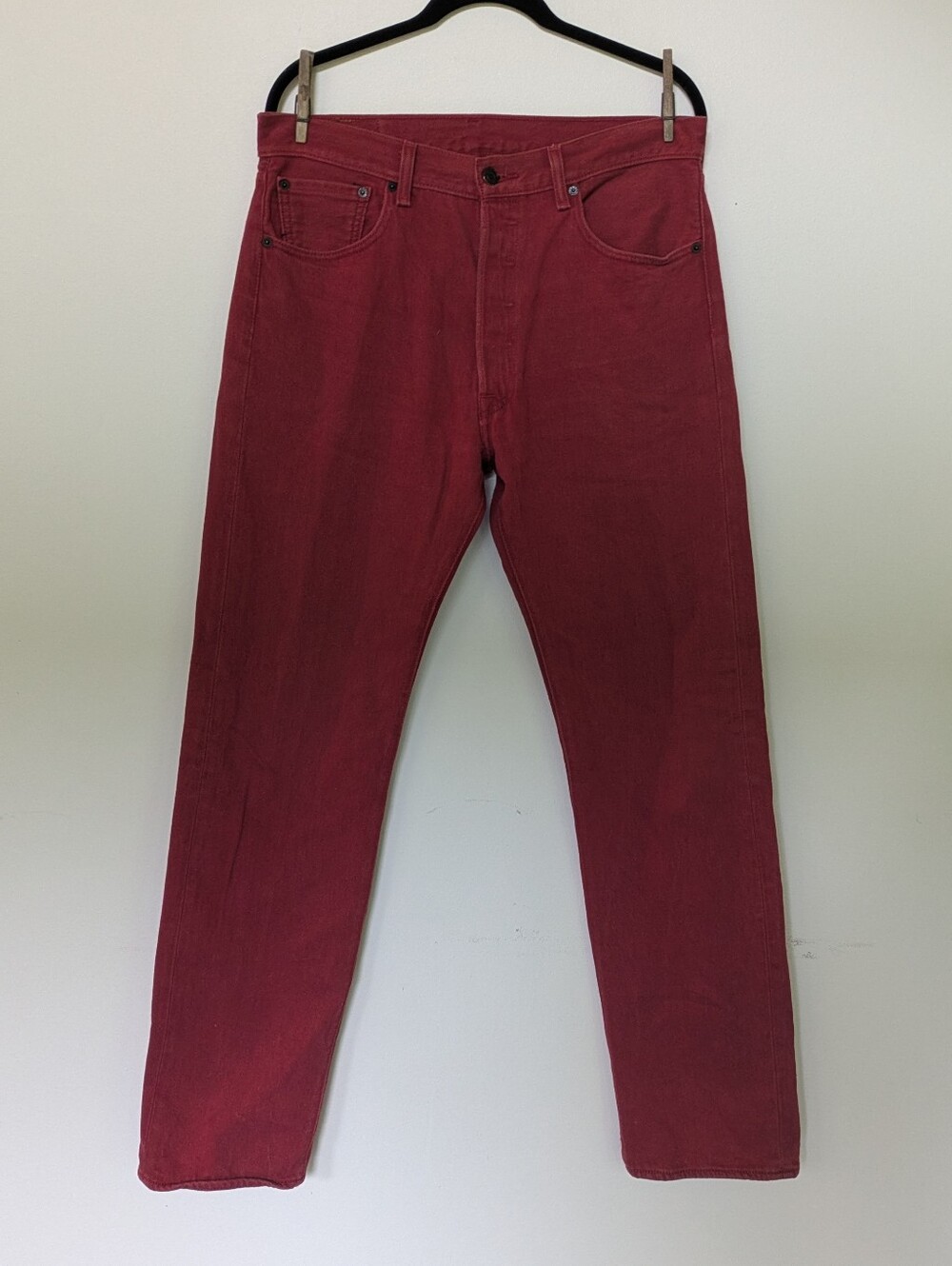 Vintage Levi's 501 XX Button Fly Red Retro Rigid Denim Y2K 35 X 36
